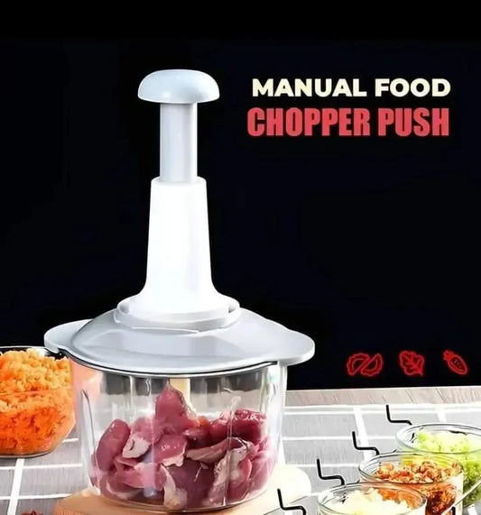 Manual Food Chopper Push, ABS Plastic, Multicolor