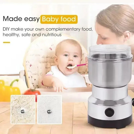 Portable Electric Spice Grinder Stainless Steel Silver Kitchen Appliance 5.0