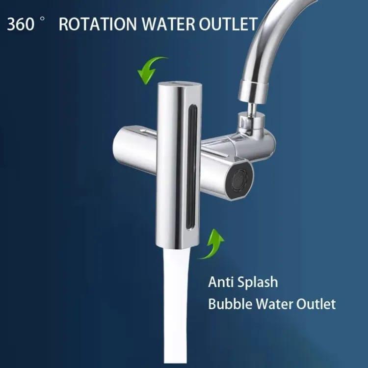 4-in-1 Rotating Waterfall Faucet Extender Silver Stainless Steel