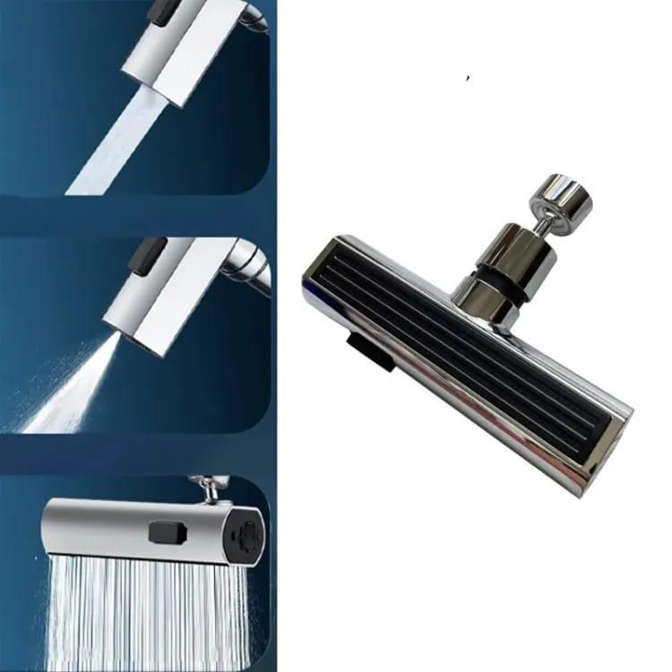 4-in-1 Rotating Waterfall Faucet Extender Silver Stainless Steel