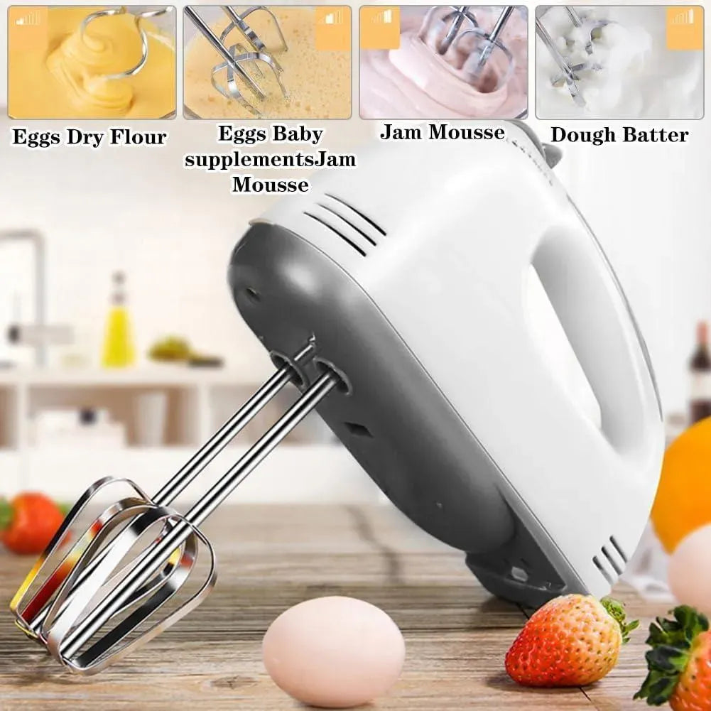 White Stainless Steel Hand Mixer for Baking & Kitchen Use