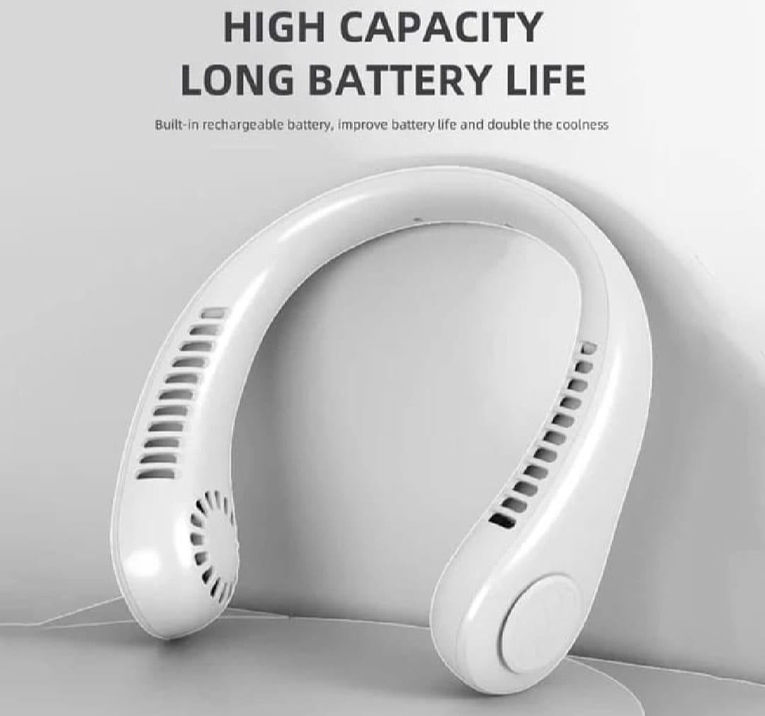 Rechargeable Neck Fan White Bladeless Cooling