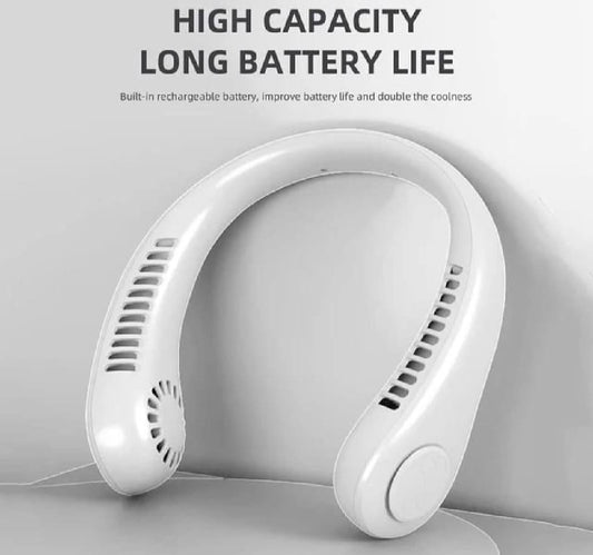 Rechargeable Neck Fan White Bladeless Cooling