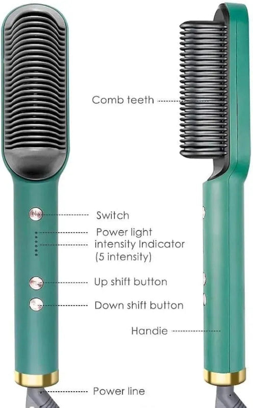 2 in 1 Electric Hair Straightener Curler Heating Styling Comb Straightening Brush  Multicolors 909