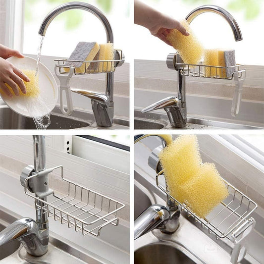 Stainless Steel Sink Basket with Sponge Holder
