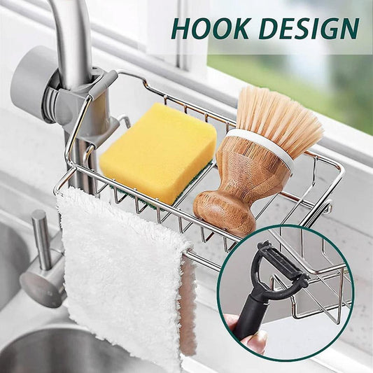 Stainless Steel Sink Basket with Sponge Holder
